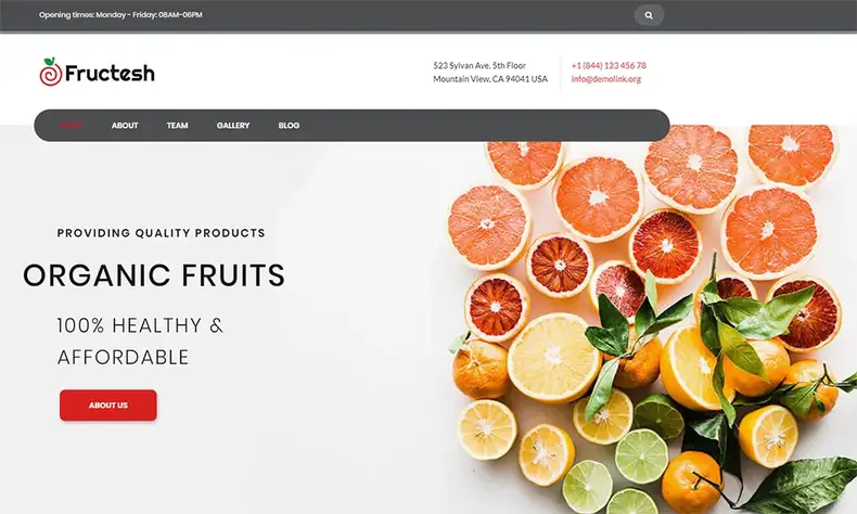 Fructesh - Thème WordPress moderne polyvalent pour la livraison de fruits biologiques
