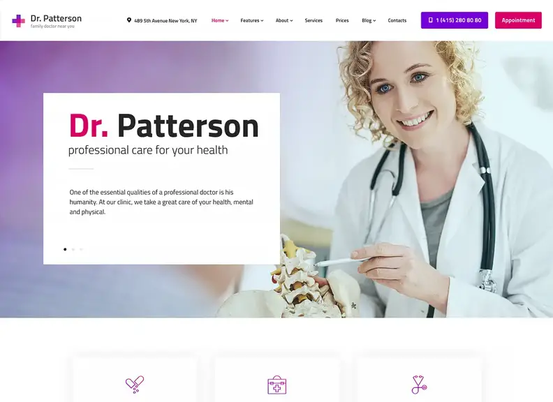 Dr.Patterson - Téma WordPress pre medicínu a zdravie