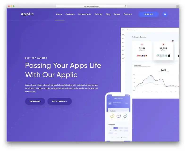 tema de wordpress de vitrine de aplicativo de aplicativo