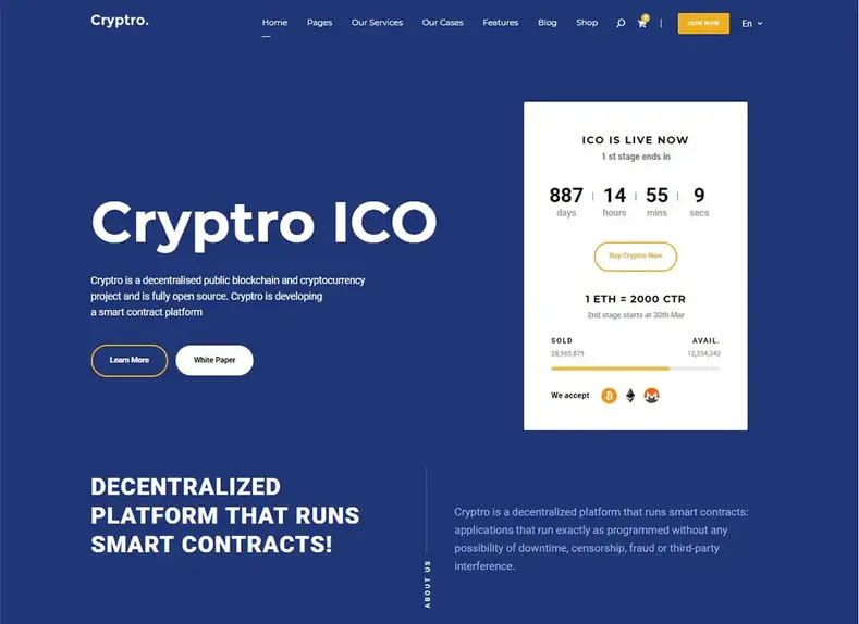 crypte |  Thème de la crypto-monnaie, de la blockchain, du Bitcoin et de la technologie financière