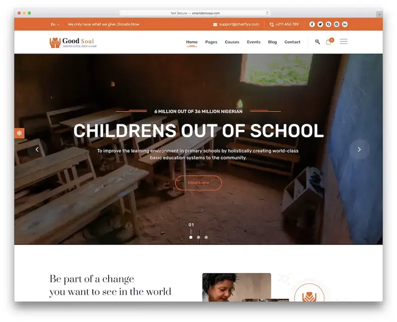 goodoul wordpress tema para organizações sem fins lucrativos