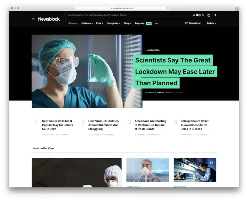 thème de journal wordpress bloc de nouvelles