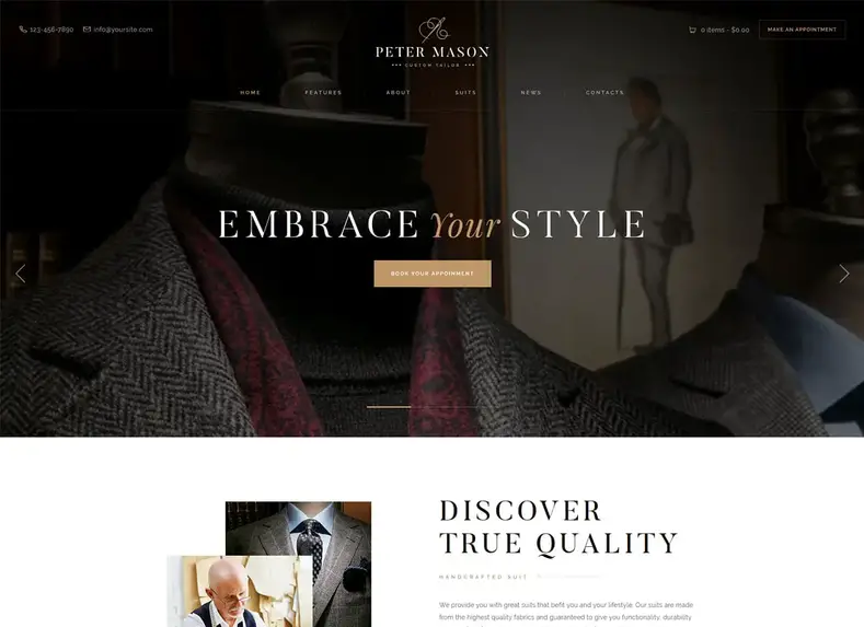 Pedro Mason |  Tema WordPress personalizado para roupas e alfaiataria