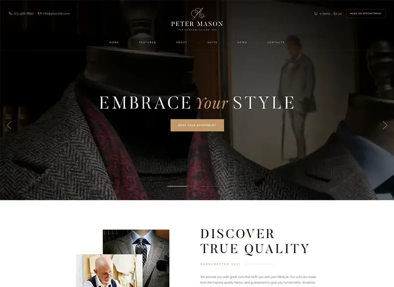 Peter Mason |  Giyim mağazası ve terzilik için özel WordPress teması