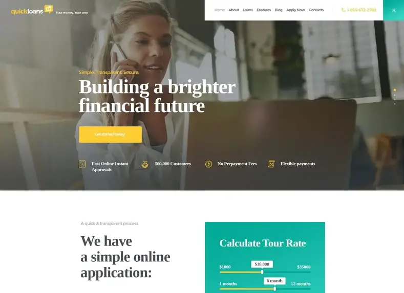 Empréstimos Rápidos |  Tema WordPress para Empresas de Empréstimo e Negócios Bancários