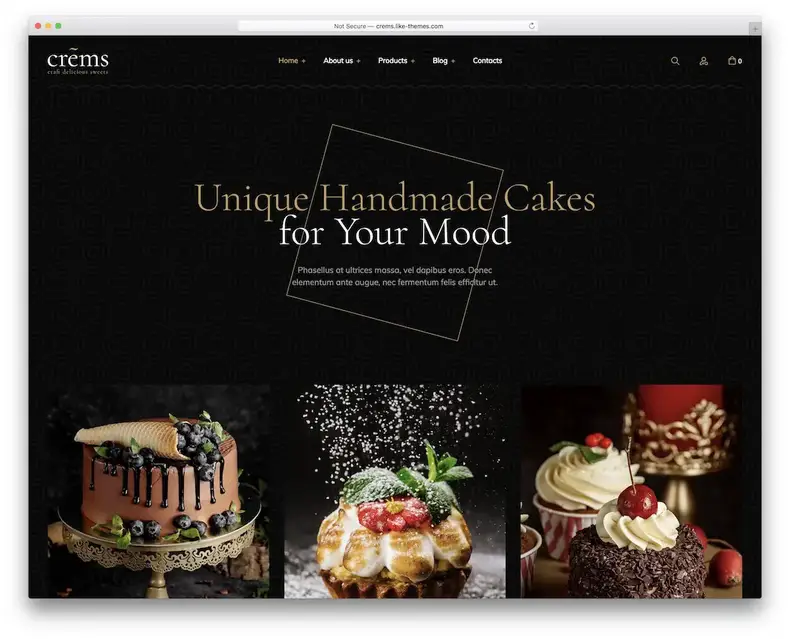 thème wordpress de pâtisserie crems