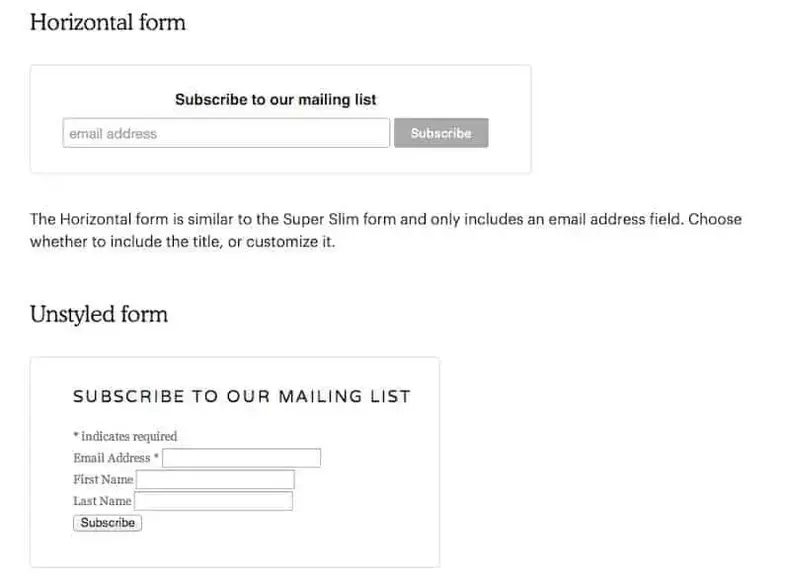 Mailchimp registreringsformular