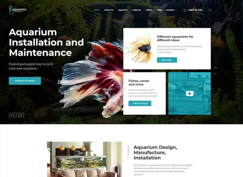 AquaPro |  Services d'installation et de maintenance d'aquarium Thème WordPress + Boutique