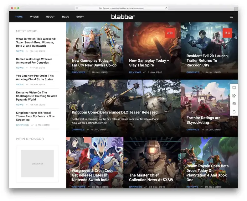 tema wordpress de jogos blabber