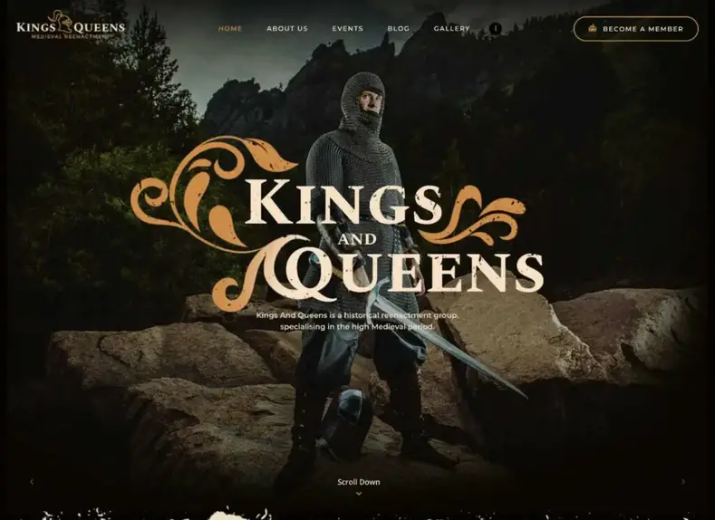Reis e rainhas |  Tema WordPress de Reconstituição Medieval da Guerra Histórica