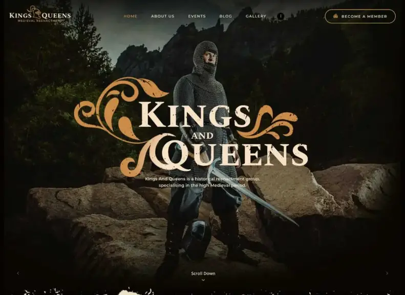 Re e regine |  Tema WordPress di rievocazione storica della guerra medievale