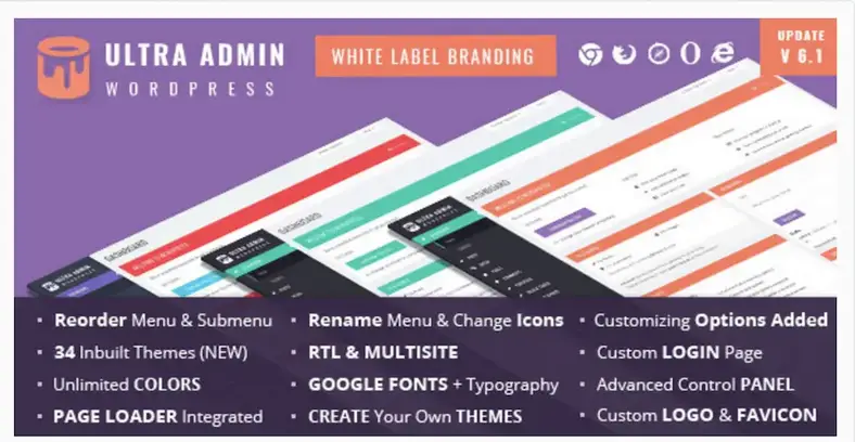 Ultra WordPress Admin WordPress CodeCanyon Thème