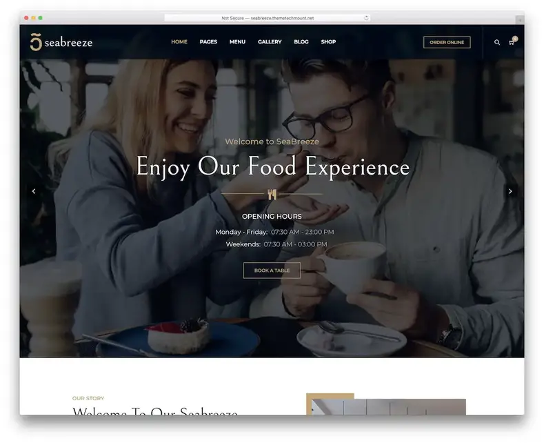 thème wordpress seabreeze pour bars pubs