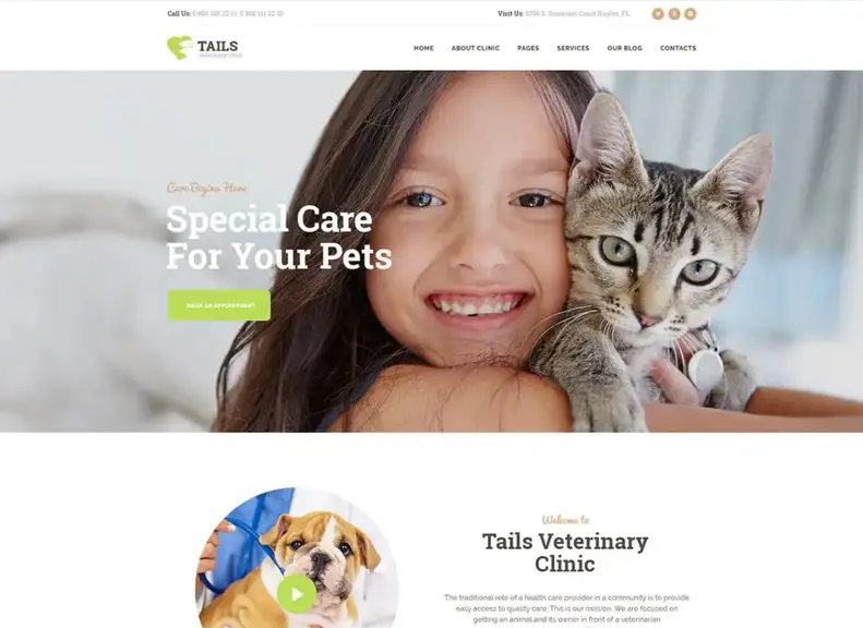 Kuyruklar |  Veteriner Kliniği, Evcil Hayvan Bakımı ve Mağazası WordPress Teması