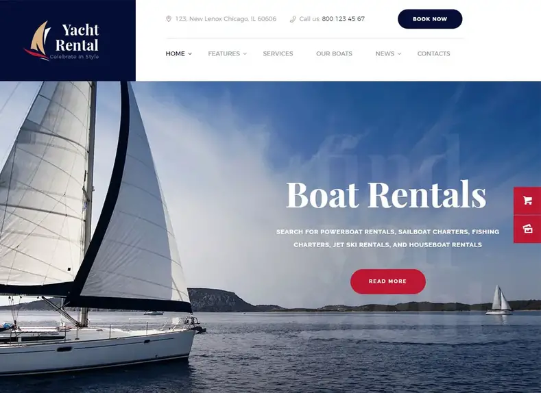Location de yachts |  Thème WordPress pour le service de location de yachts et de bateaux