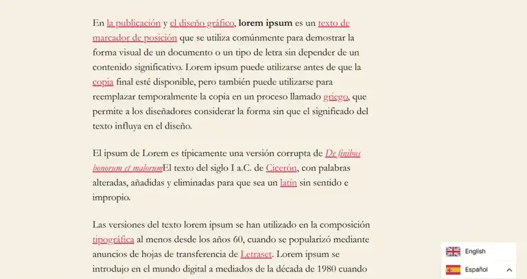 Página traduzida no site