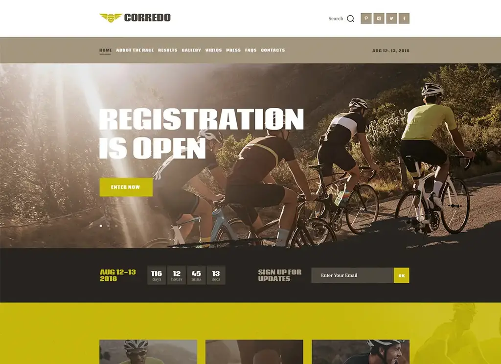 correre |  Tema WordPress per eventi sportivi e gare ciclistiche