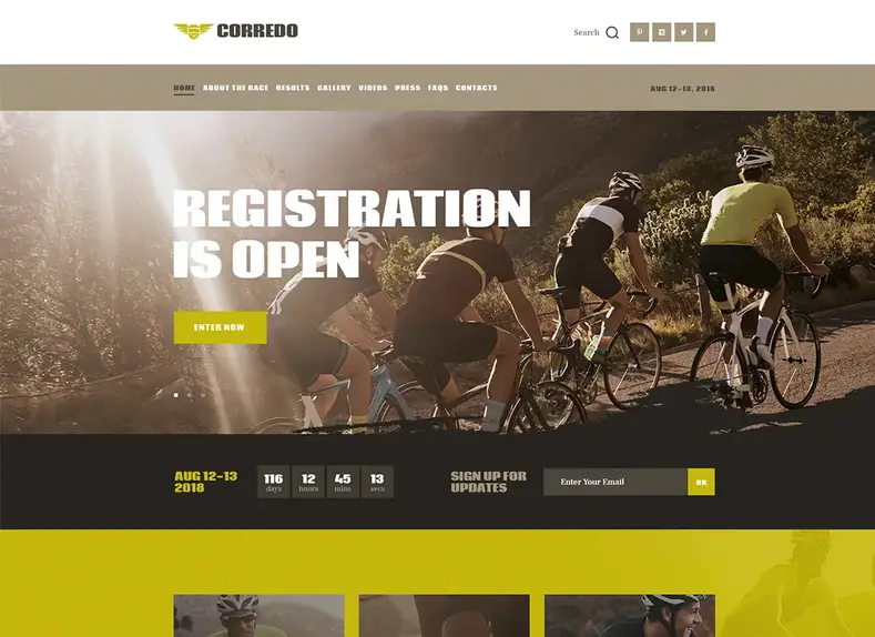 Corredo |  Thème WordPress pour événements sportifs et courses de vélo