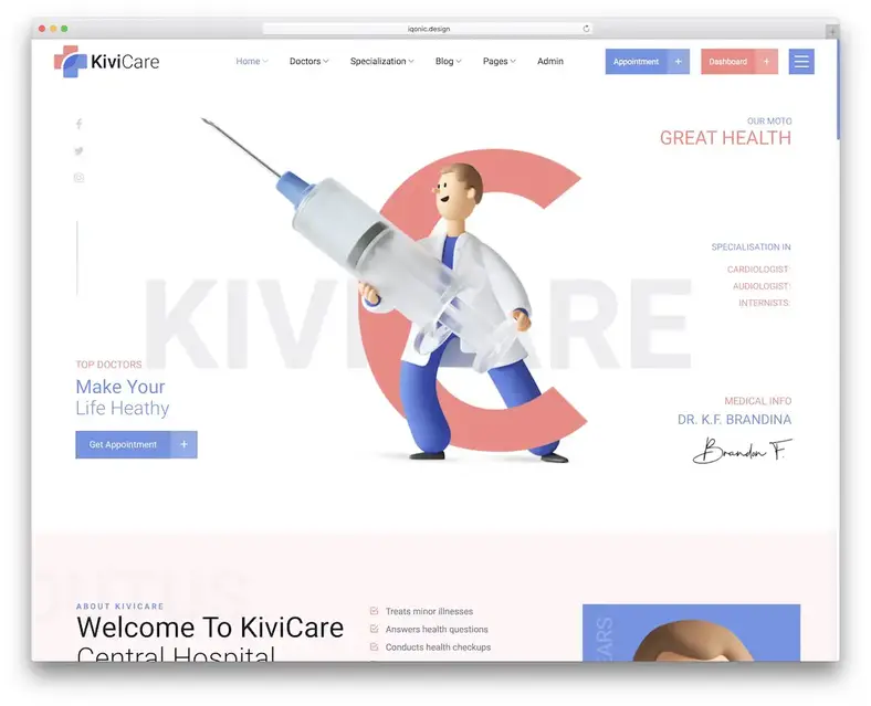 tema de agendamento de consultas kivicare