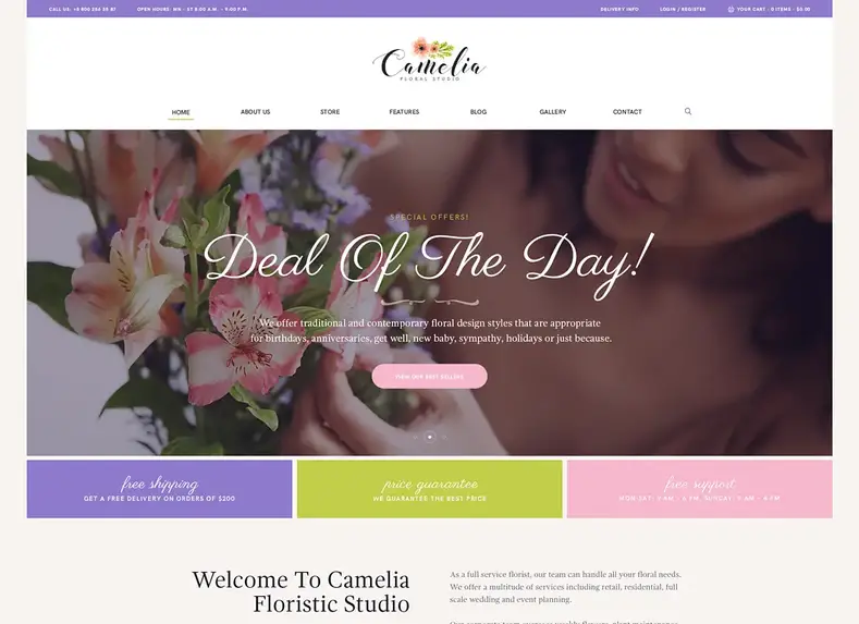 kamelia |  Tema WordPress Florist oleh Floral Studio