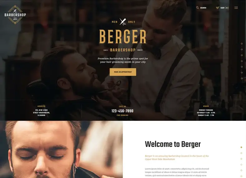 berger |  Tema WordPress para salão de cabeleireiro e tatuagem