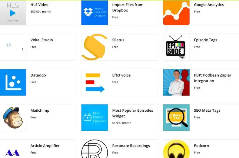 الإضافات Podbean
