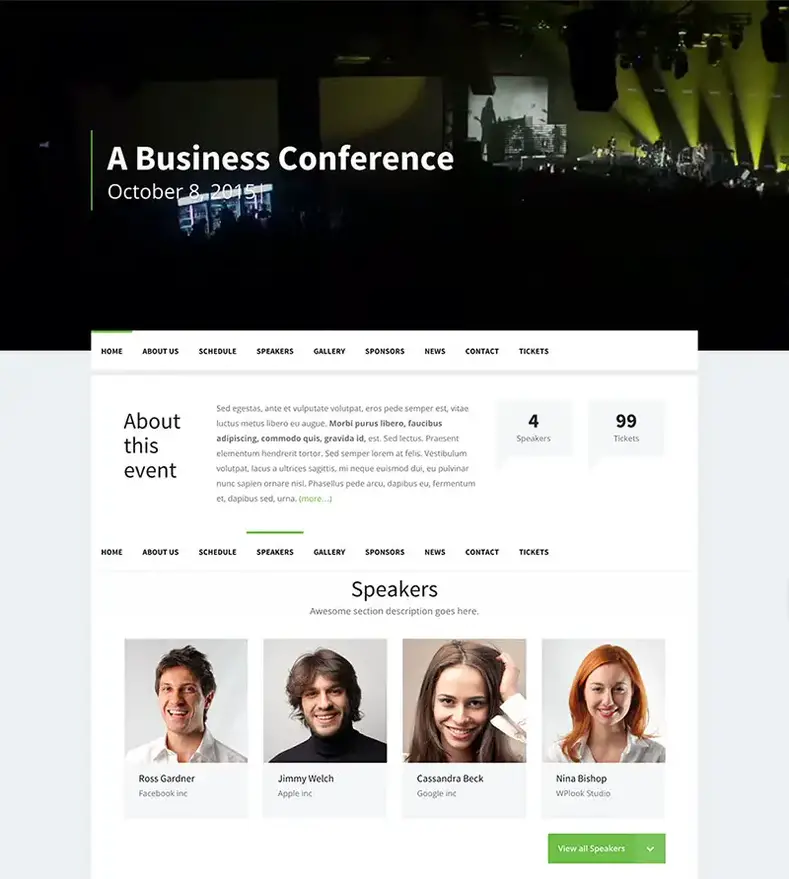 Tema WordPress de Conferência Premium - Evento