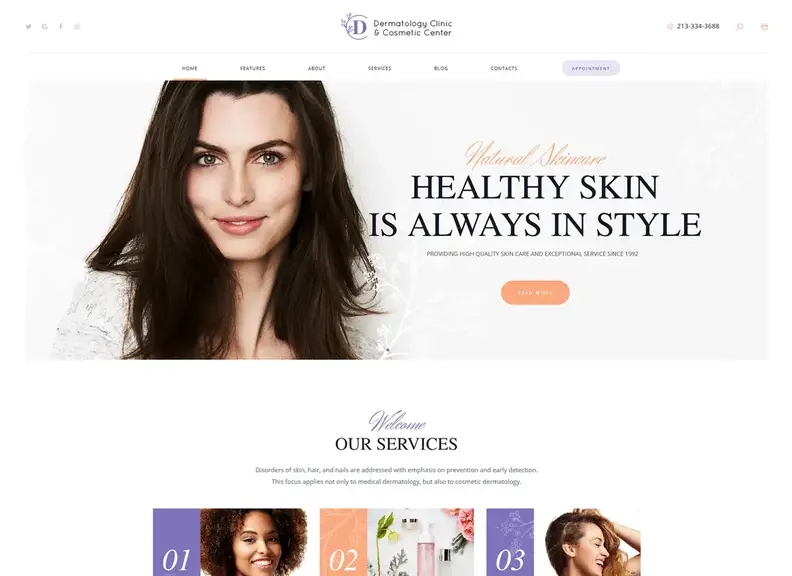 D&C |  Tema WordPress del centro di dermatologia e cosmetologia