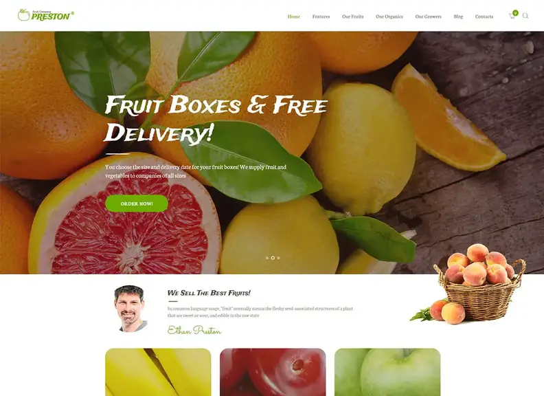 Preston |  Tema WordPress per l'agricoltura biologica e le aziende di frutta
