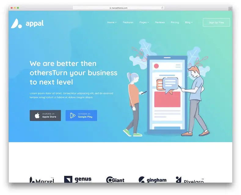 appal showcase app wordpress tema