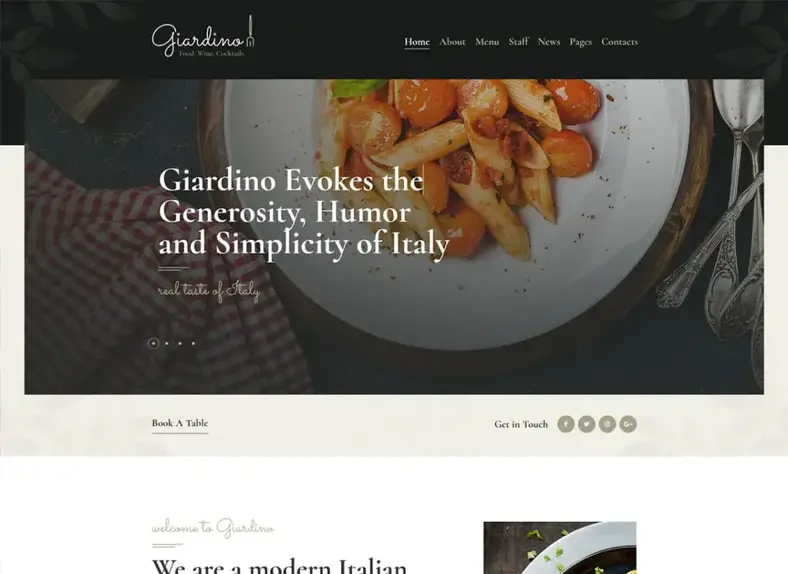 Giardino |  Un thème WordPress pour les restaurants et cafés italiens