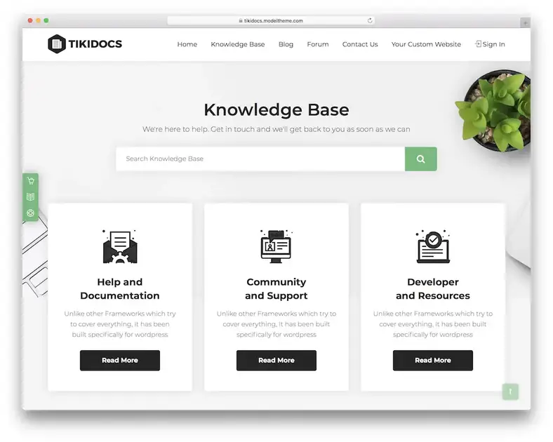 tema de suporte técnico do tikidocs wordpress