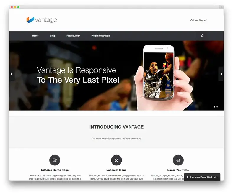 Vantage - Tema de demonstração de aplicativo gratuito