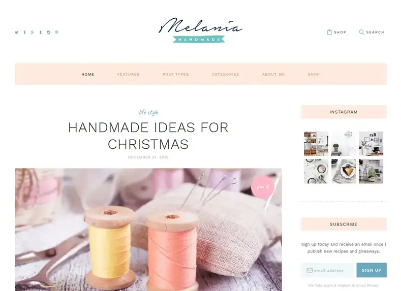 Melanie |  Tema WordPress de loja e blog feito à mão
