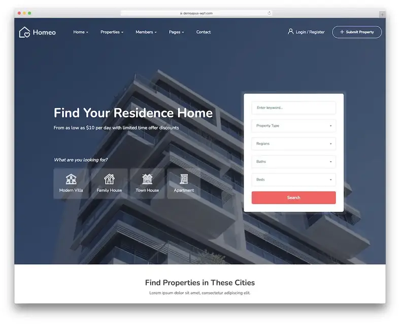 tema wordpress homeo corretor de imóveis