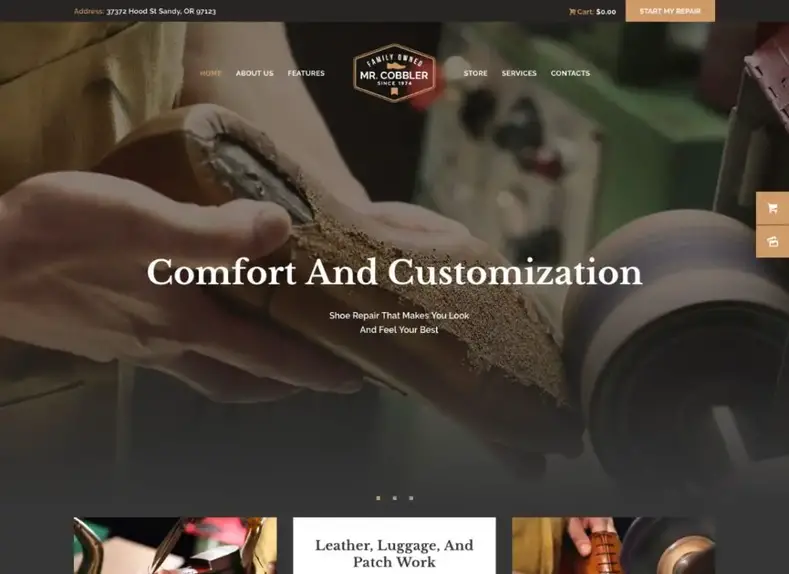 Tuan Pembuat Sepatu |  Tema WordPress Pembuatan Sepatu & Perbaikan Sepatu Kustom