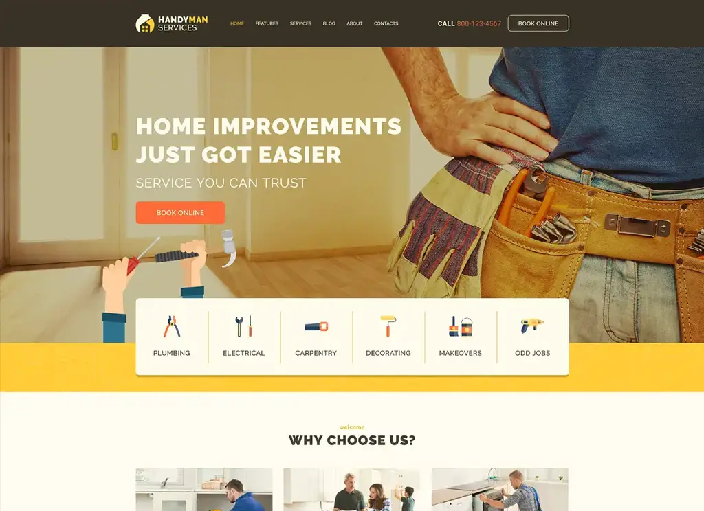 Handyman - Tema WordPress Layanan Konstruksi & Perbaikan