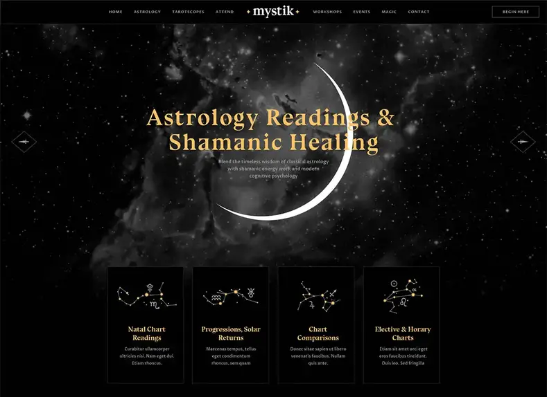 Mystik |  Thème WordPress pour horoscope ésotérique et astrologie