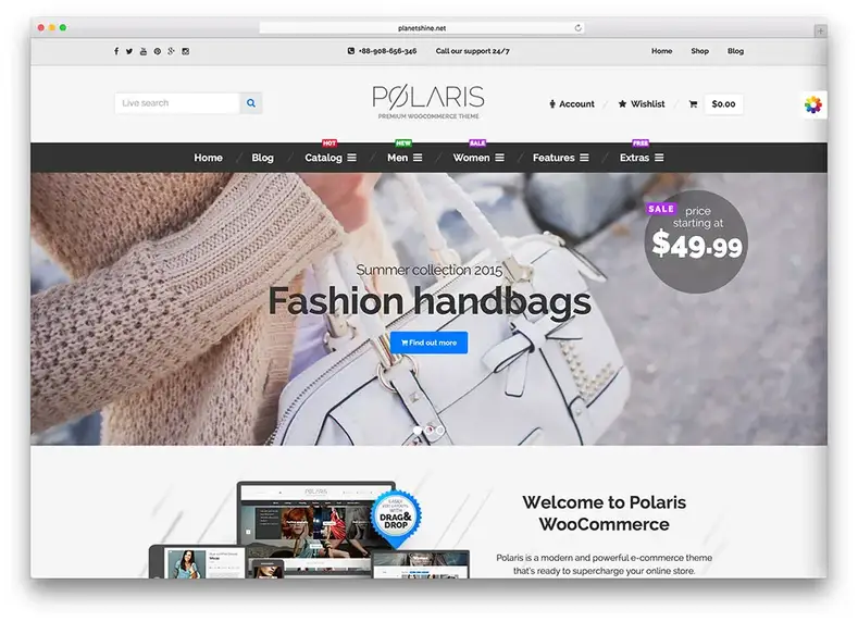 tema woocommerce de moda polaris