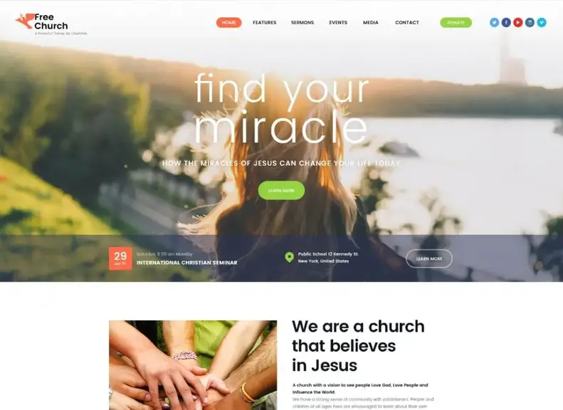 chiesa libera |  Tema WordPress cristiano di religione e carità