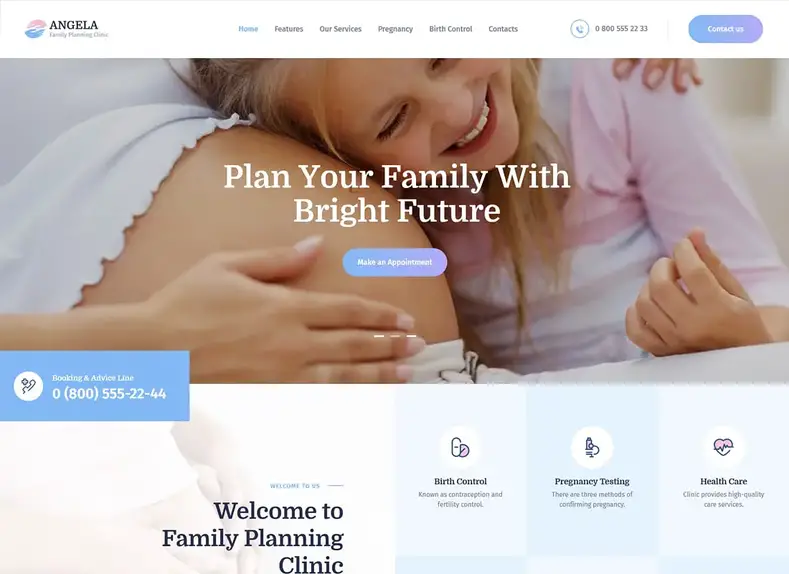 Angèle |  Thème WordPress pour la clinique de planification familiale