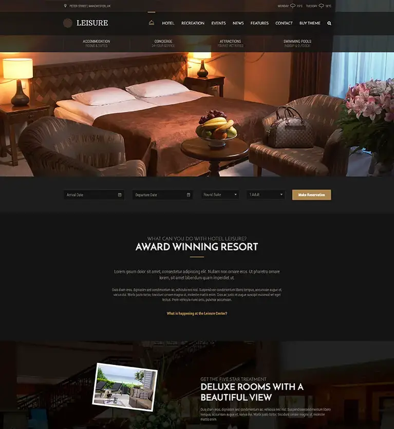 tema dell'hotel per il tempo libero
