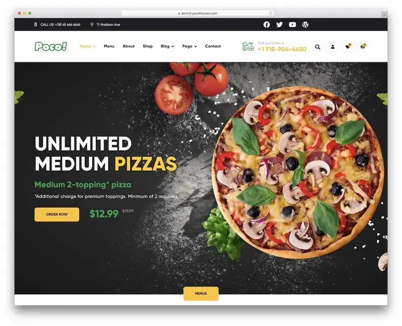 tema wordpress de comida pequena