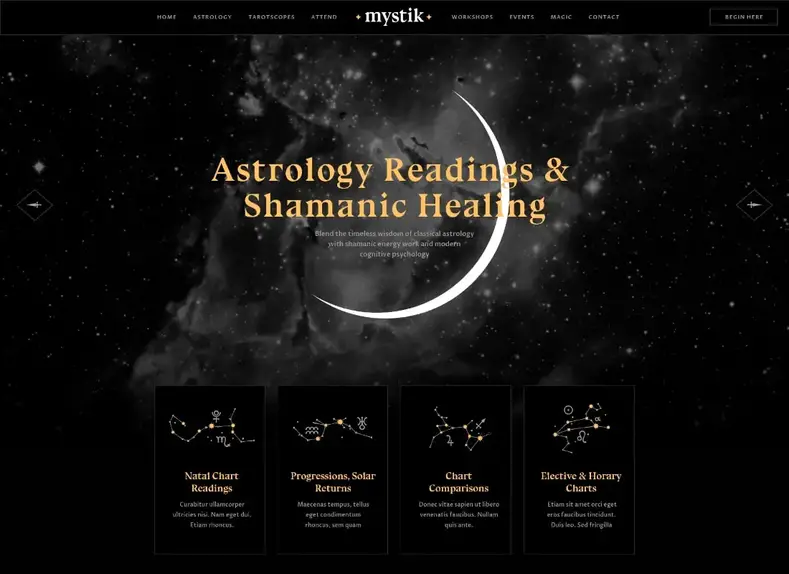 Mystik |  Thème WordPress pour horoscope ésotérique et astrologie