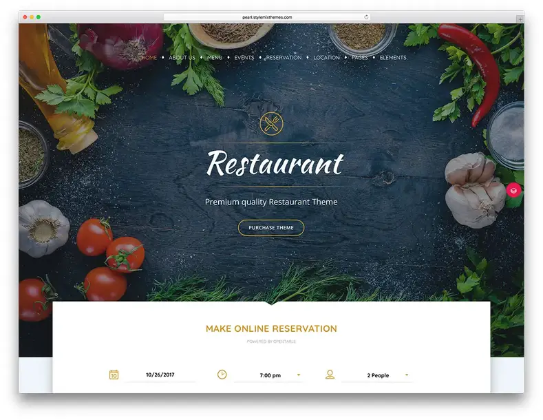 Tema WordPress untuk reservasi restoran online