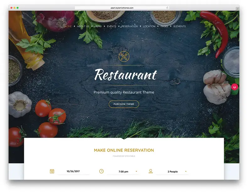 Thème WordPress pour les réservations de restaurant en ligne