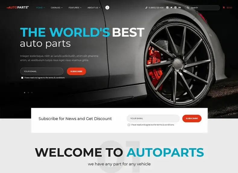 Tema WordPress para loja de peças e serviços automotivos