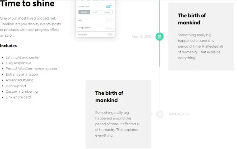 nuovi elementi o widget per la timeline