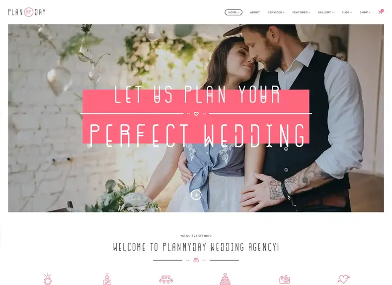 Rencanakan hariku |  Tema WordPress Agen Perencanaan Pernikahan / Acara