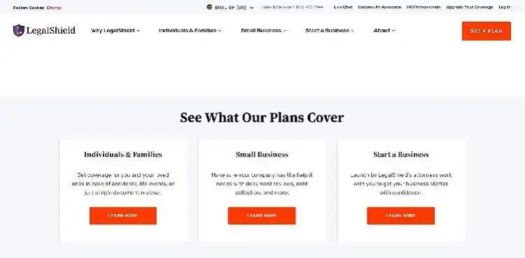 صفحة تسعير LegalShield